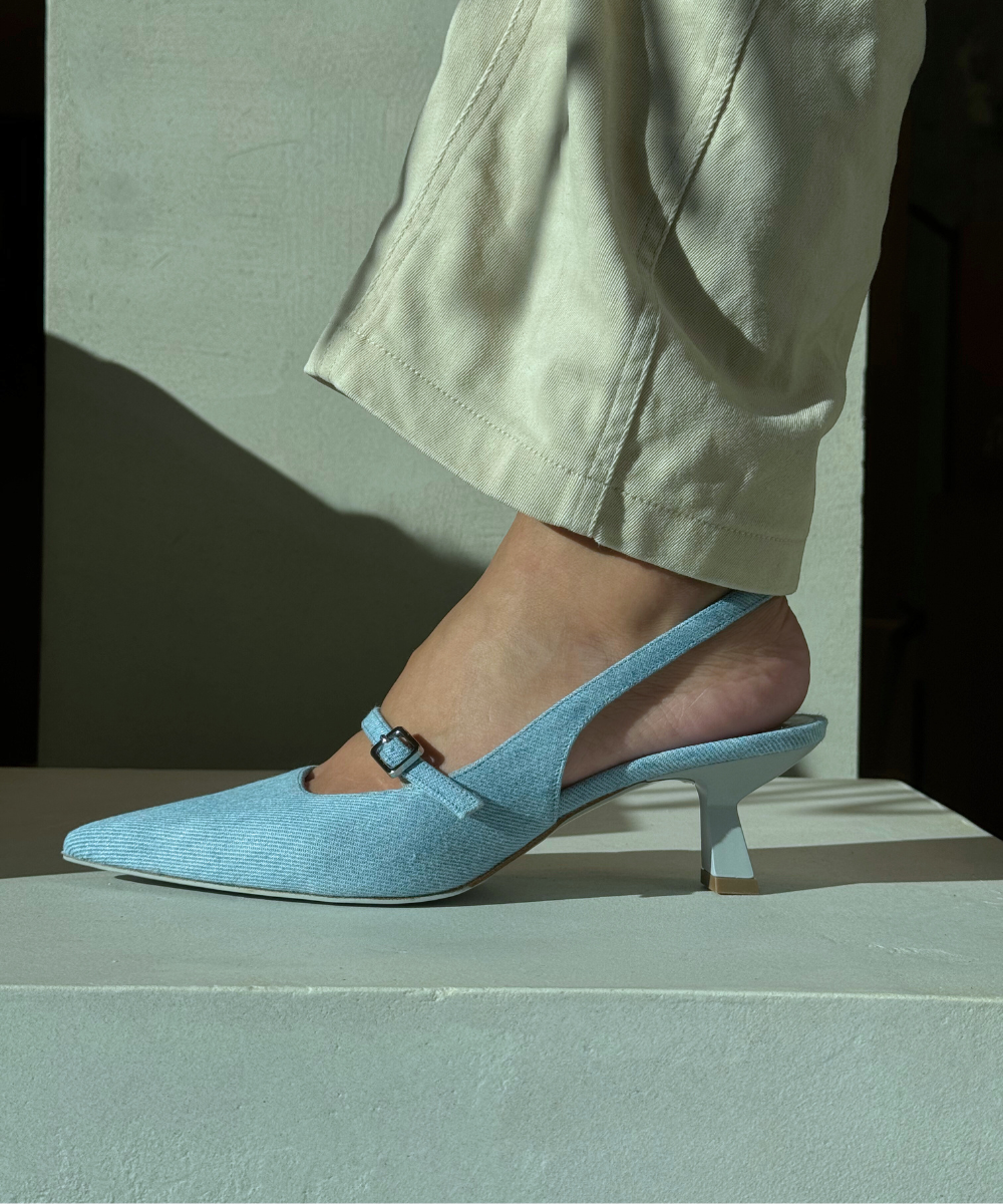 Elina 50 slingback stilettos, jeans