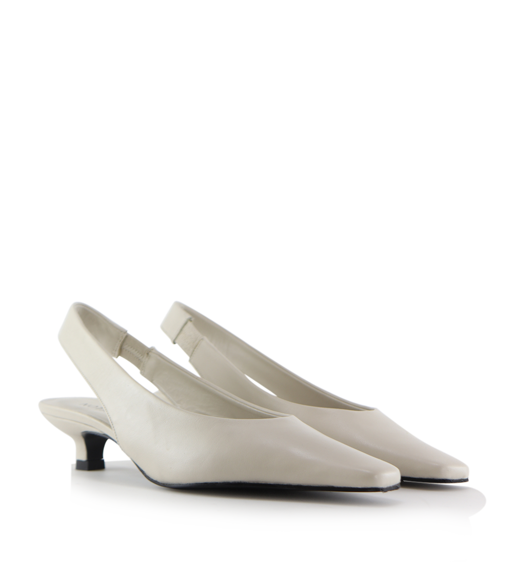 Eleonora 35 slingback stilettos, off-white leather