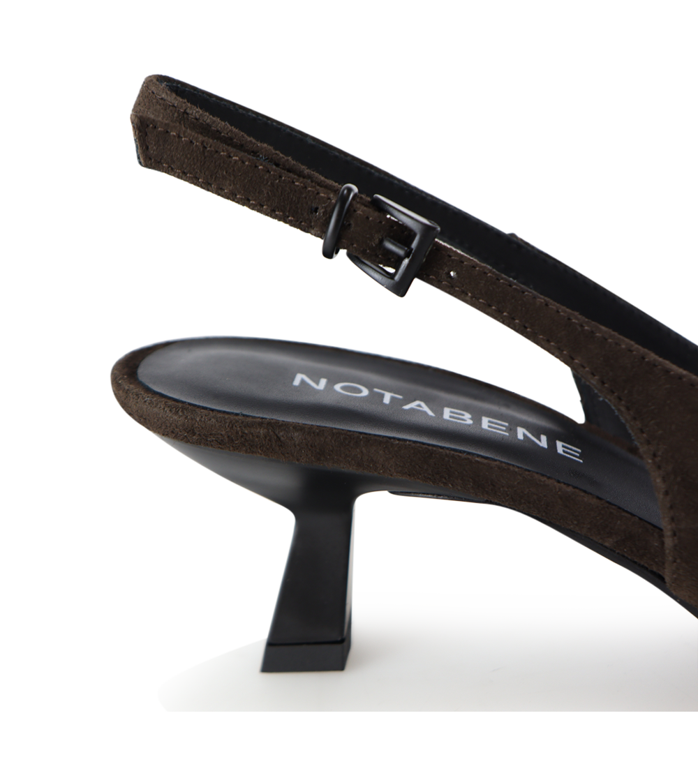 Elisa 50 buckle slingback stiletter, mørkebrun ruskind