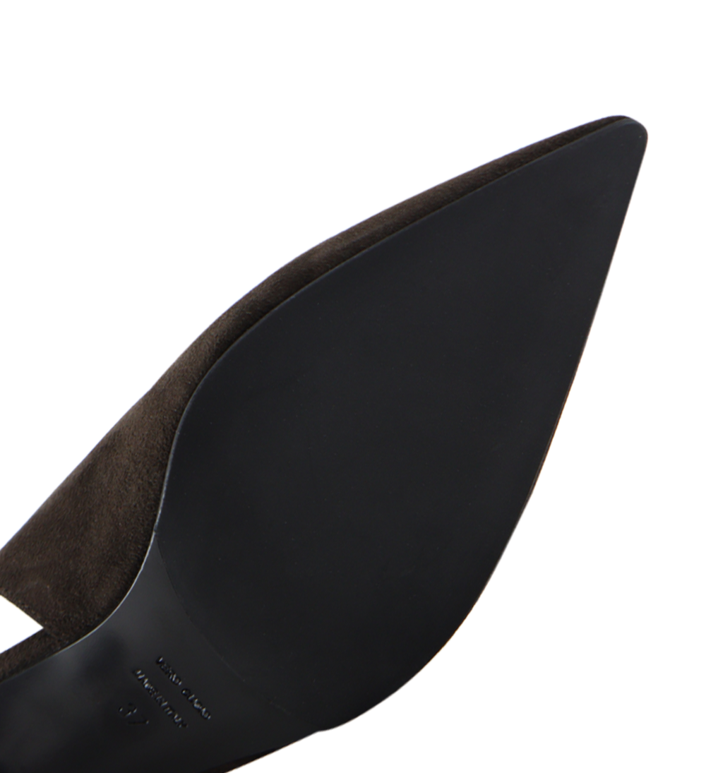 Elisa 50 buckle slingback stiletter, mørkebrun ruskind