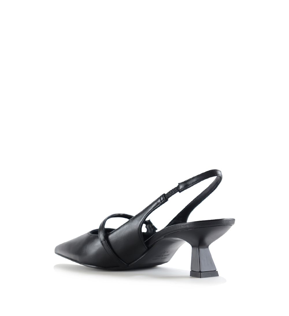 Elina 50 slingback stilettos, black leather