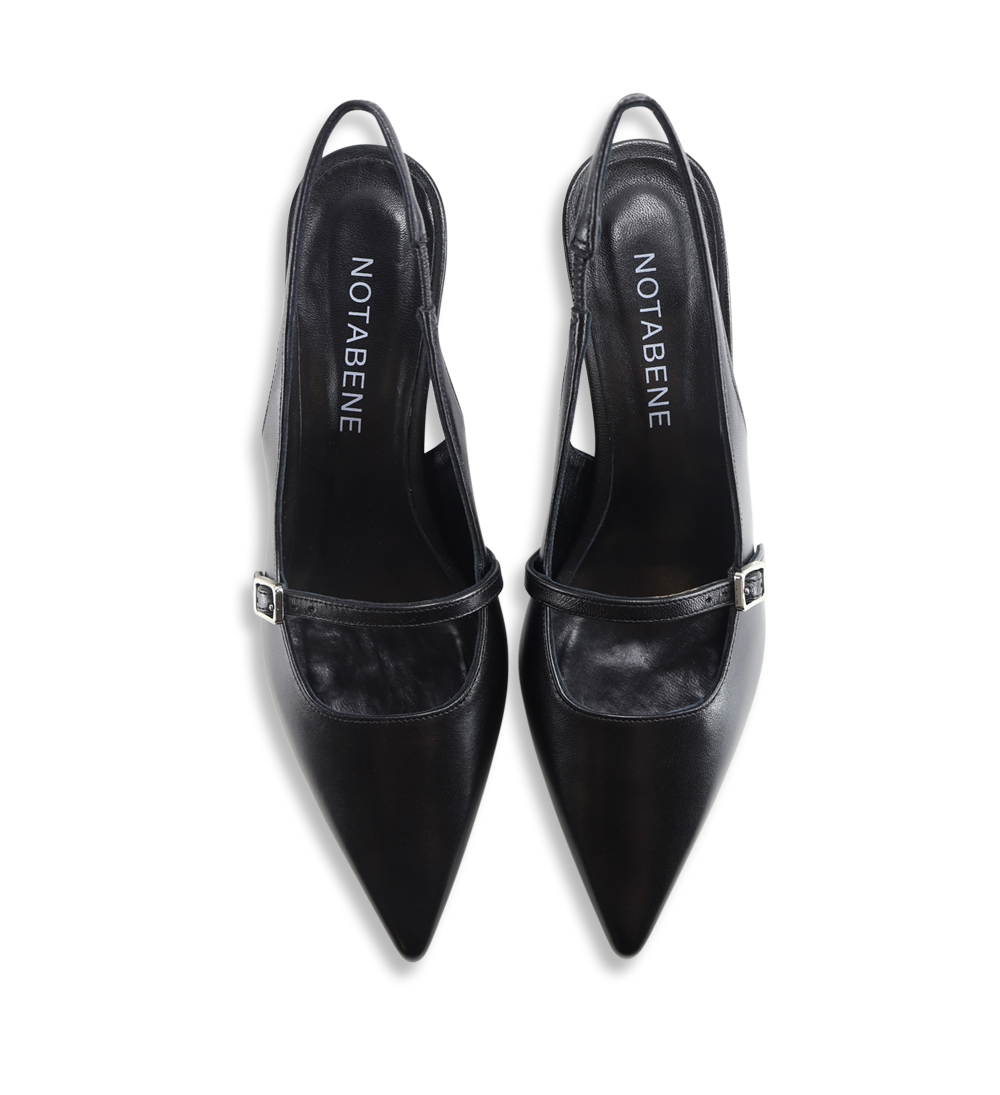 Elina 50 slingback stilettos, black leather