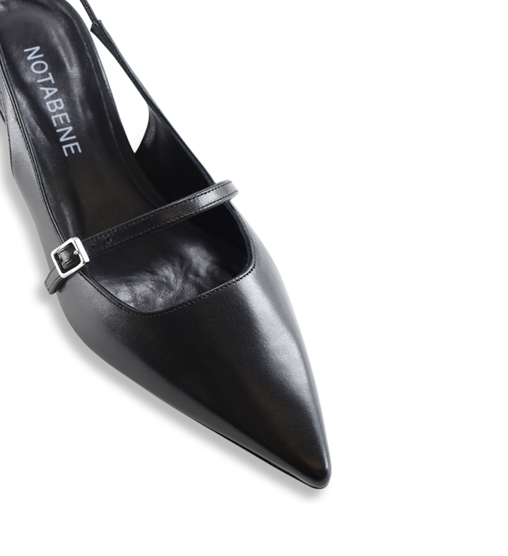 Elina 50 slingback stilettos, black leather