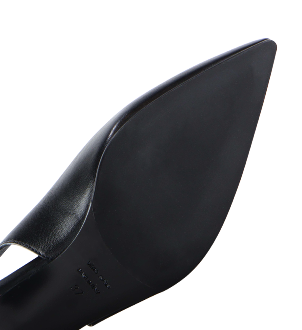 Elisa 50 buckle slingback stilettos, black leather