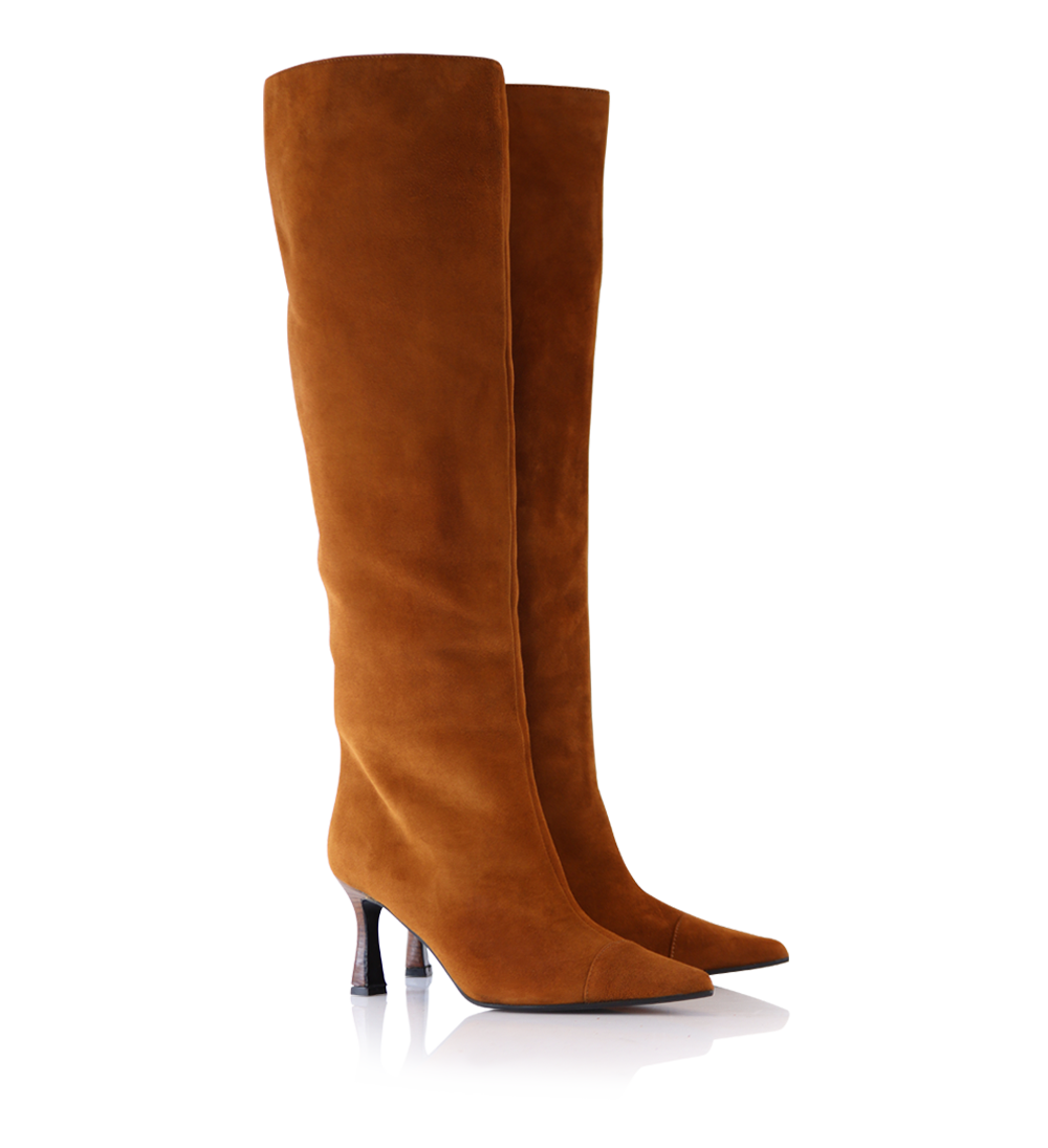 Angie 75 boots, cognac suede