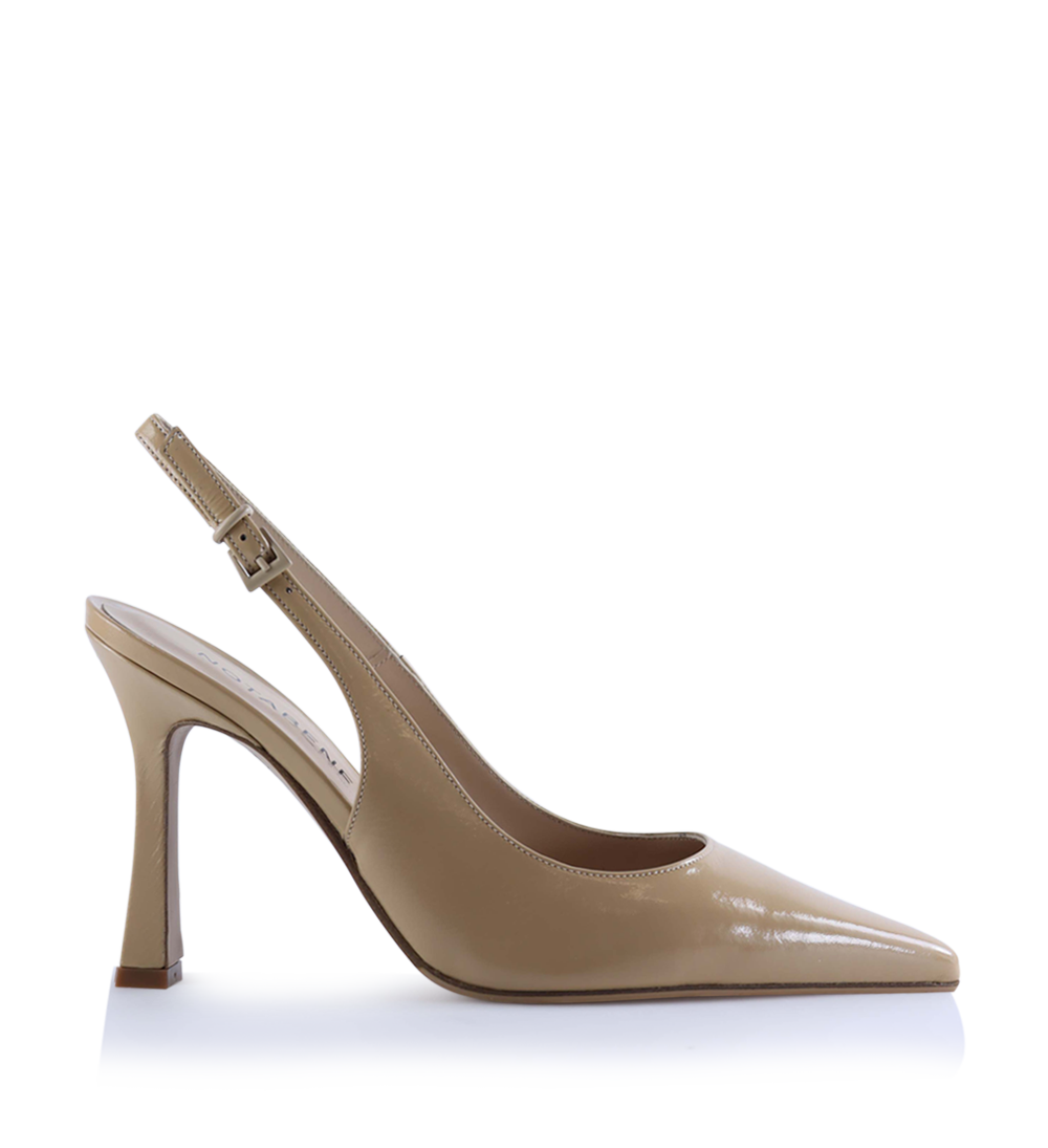 Emilia 90 slingback stilettos, beige patent