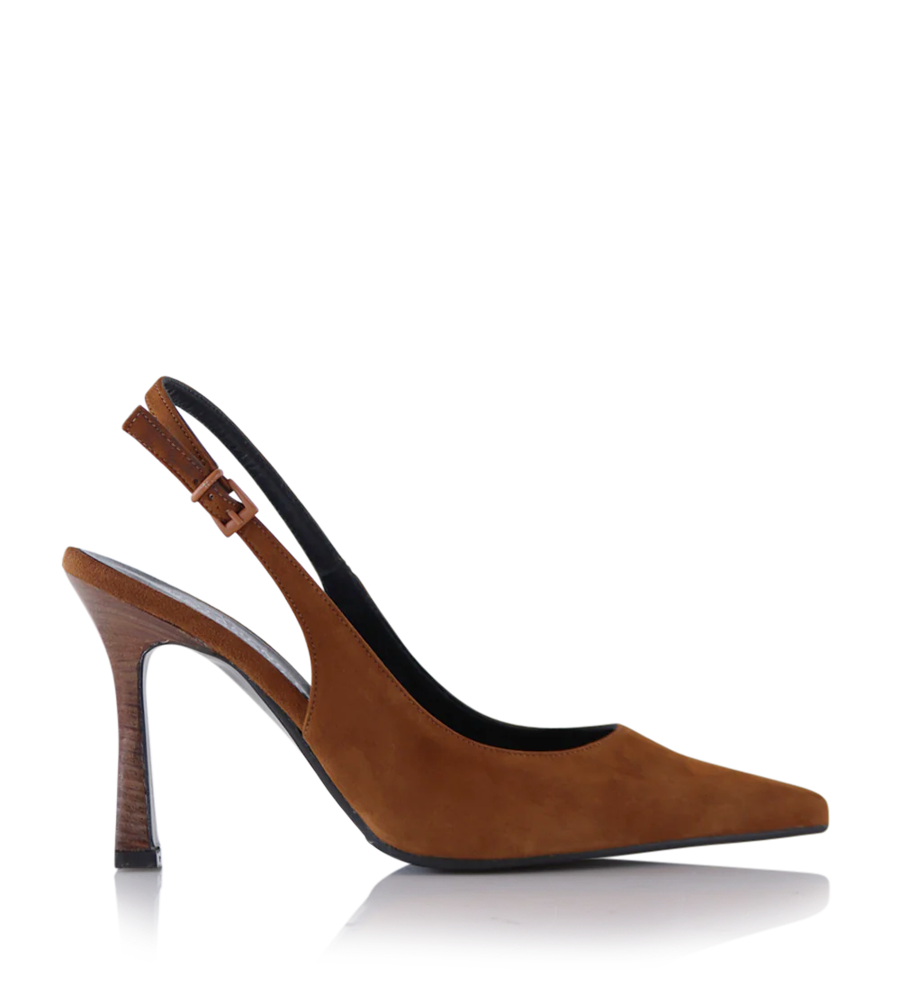 Emilia 90 slingback stilettos, cognac suede