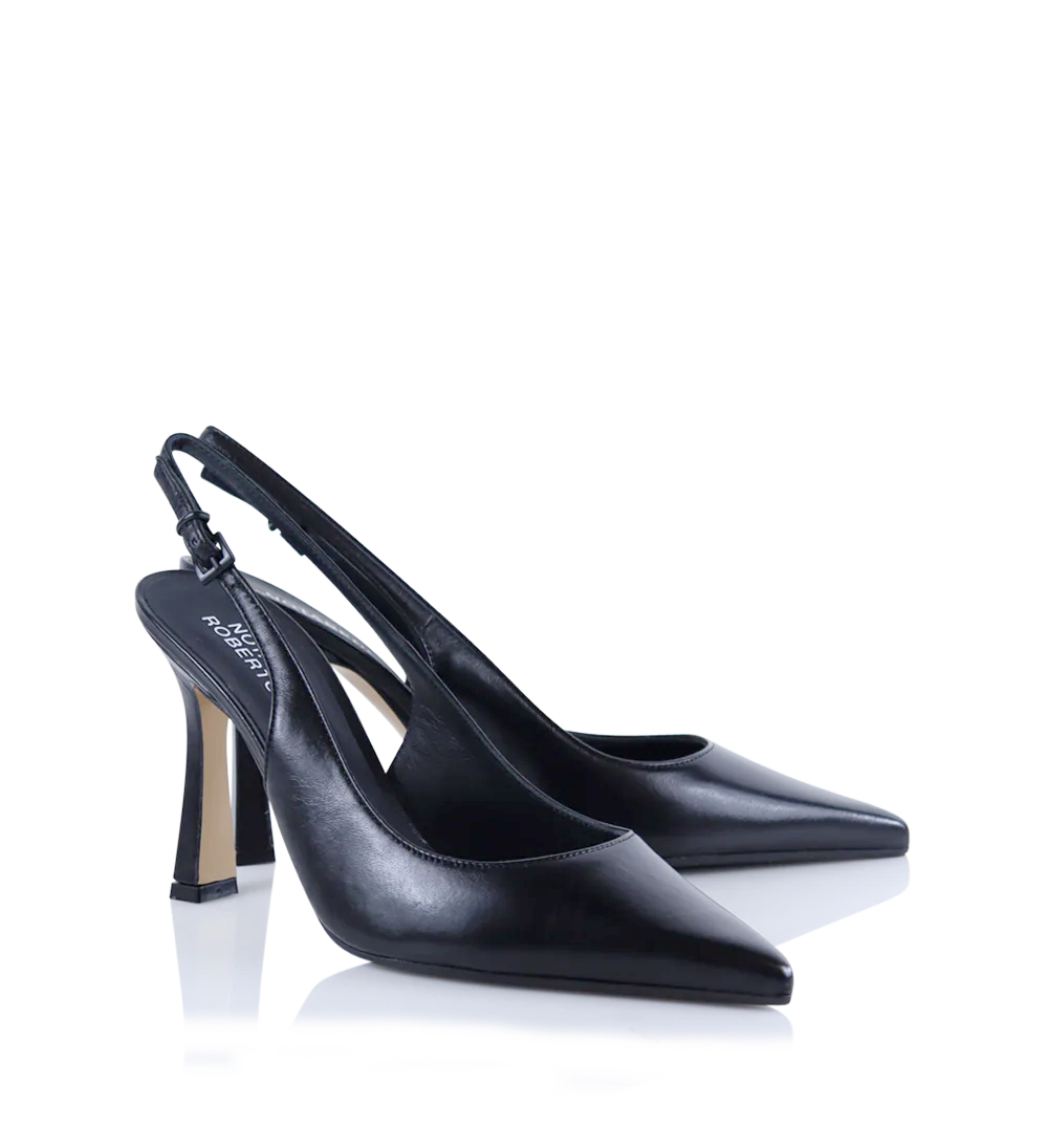 Emilia 90 slingback stiletter, sort læder