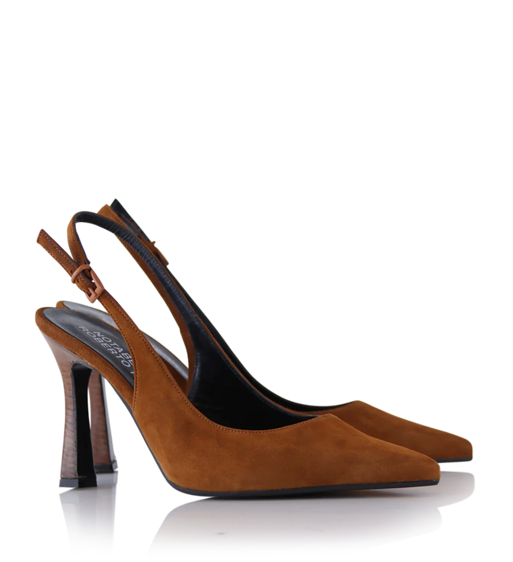 Emilia 90 slingback stiletter, cognac ruskind