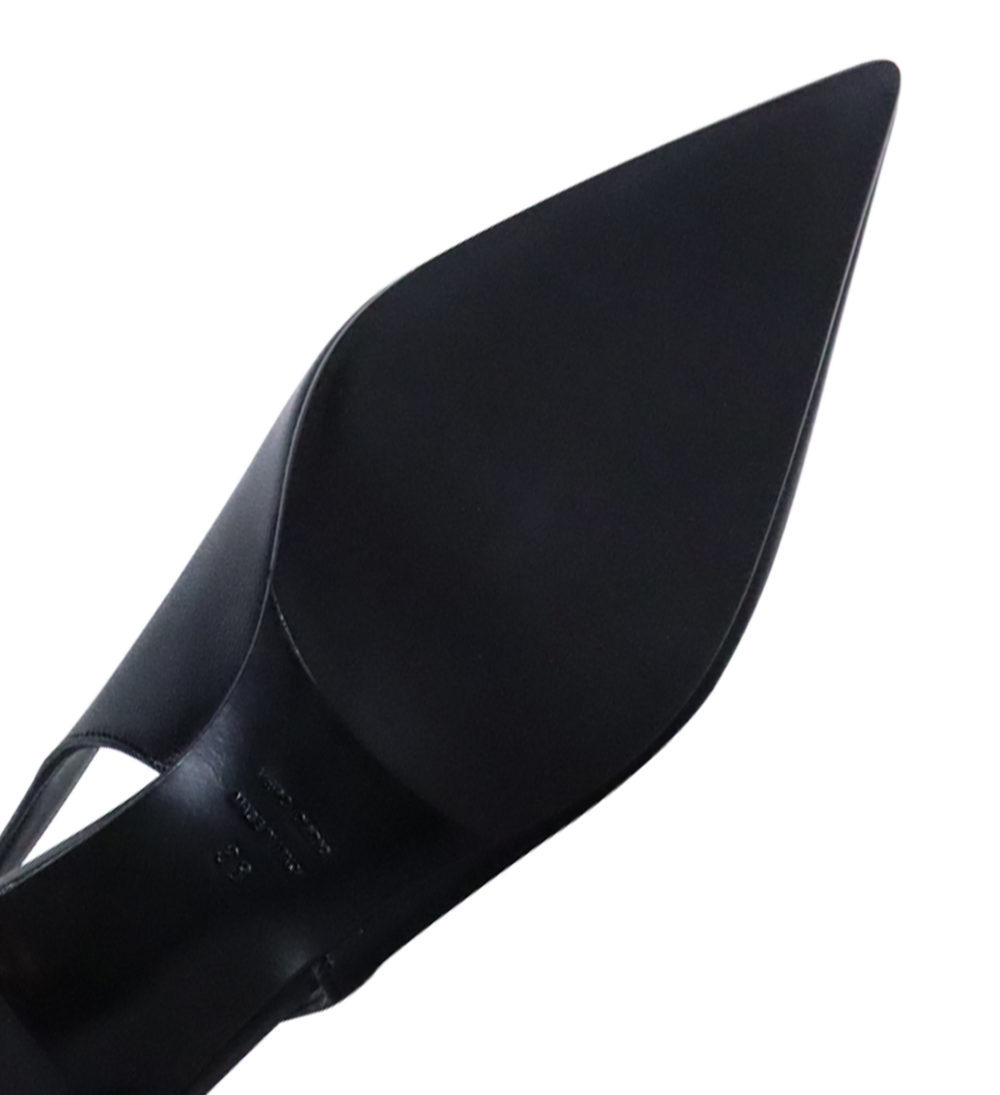 Emilia Low 70 slingback stilettos, black leather