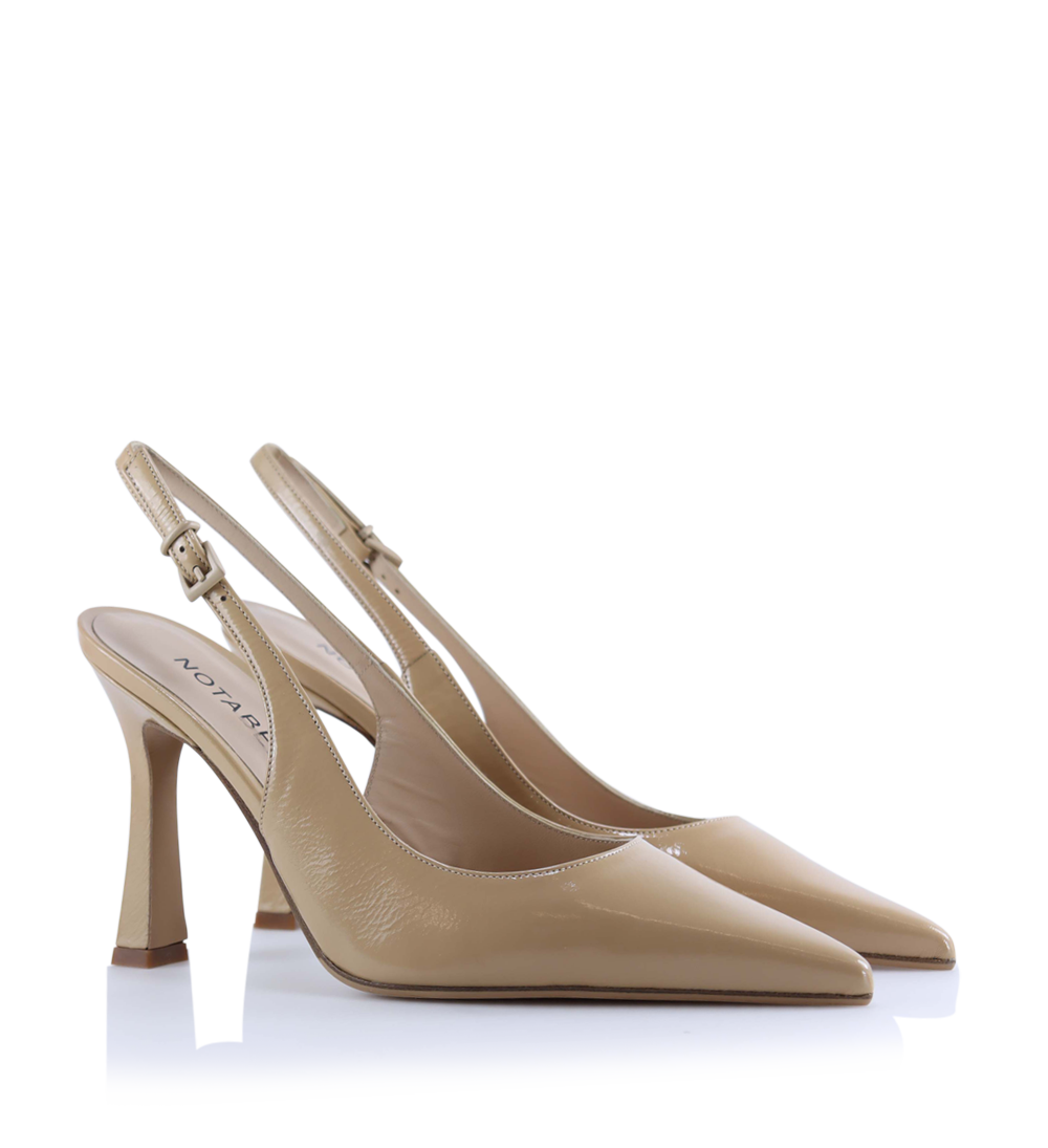 Emilia 90 slingback stilettos, beige patent