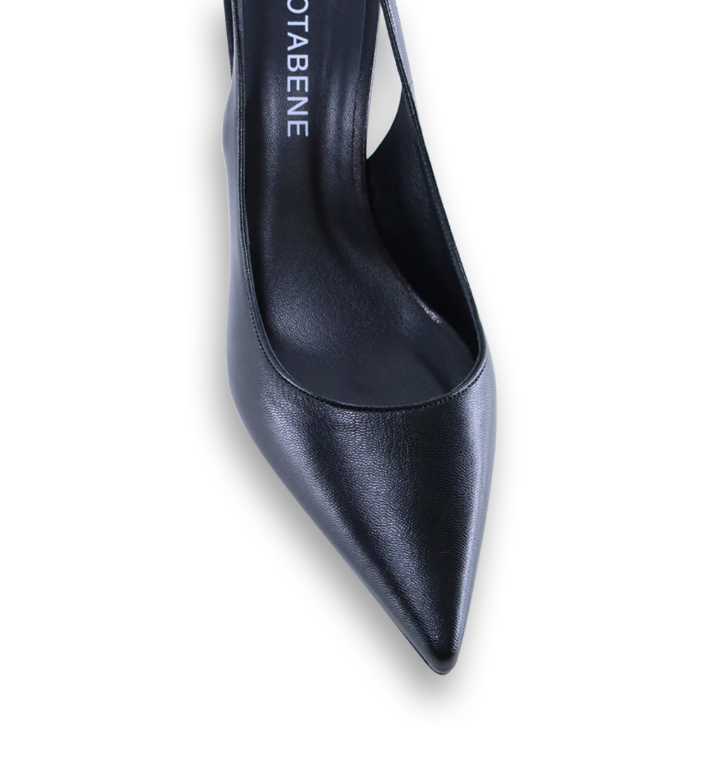 Emilia Low 70 slingback stiletter, sort læder