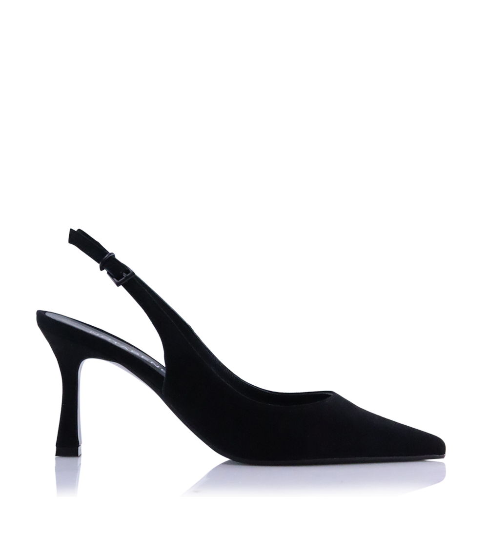 Emilia Low 70 slingback stiletter, sort ruskind