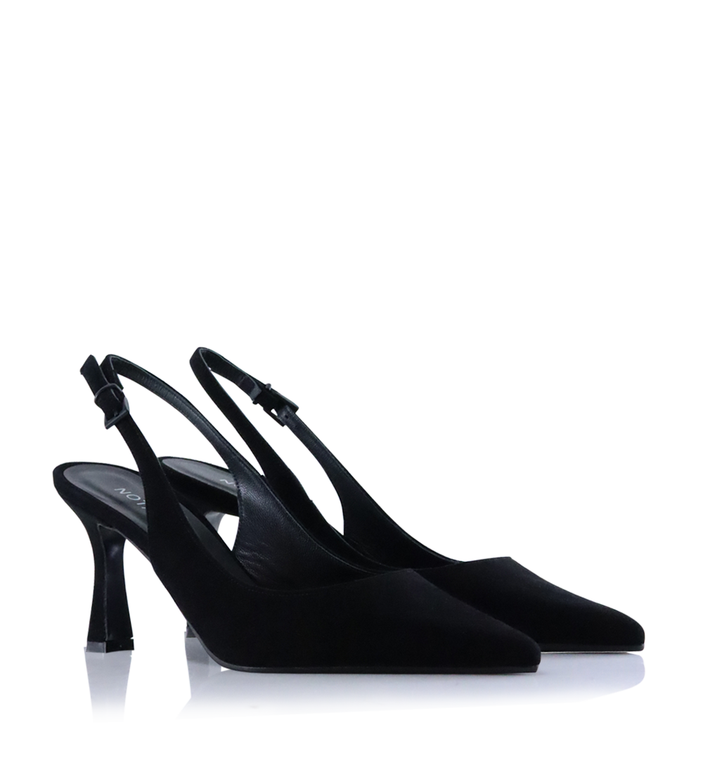 Emilia Low 70 slingback stiletter, sort ruskind