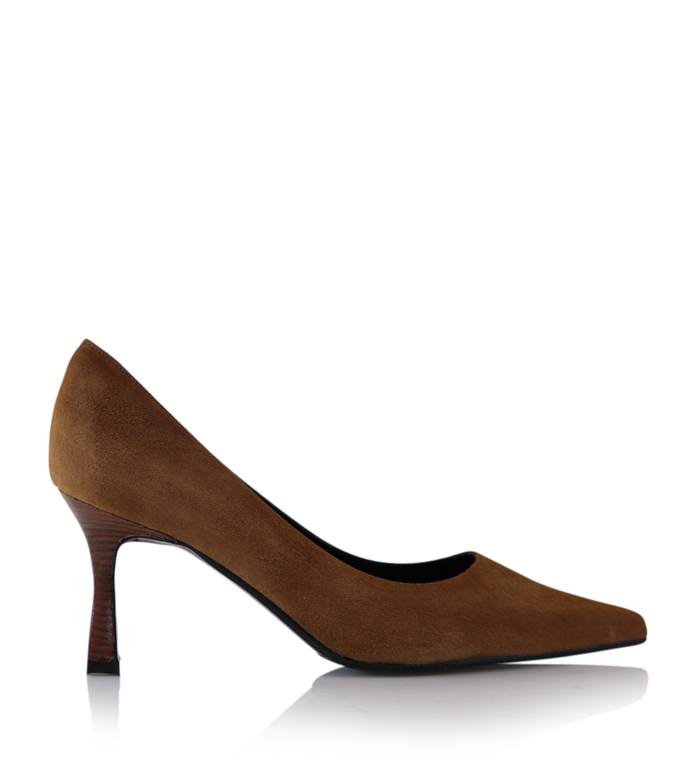 Emily 70 stilettos, cognac suede