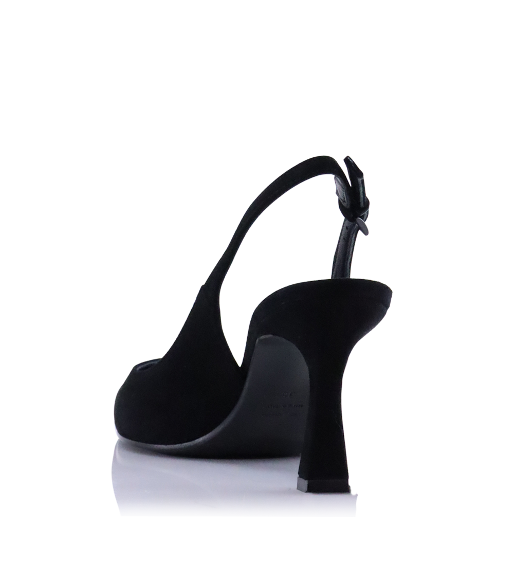 Emilia Low 70 slingback stiletter, sort ruskind