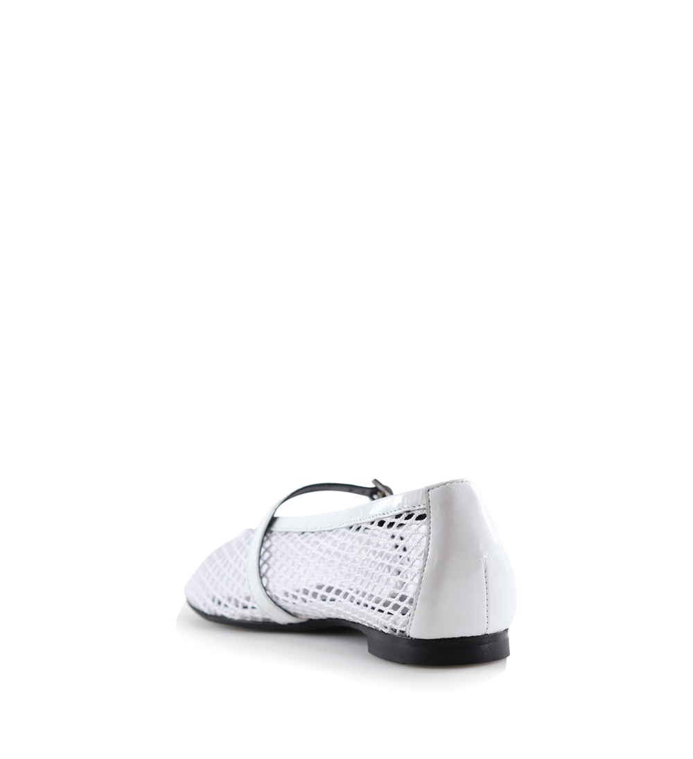 Papillion ballerinas, white patent