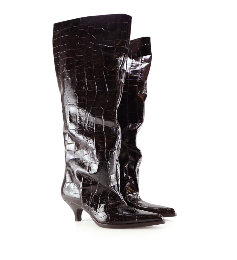 Yolanda 60 støvler, mørkebrun krokodille