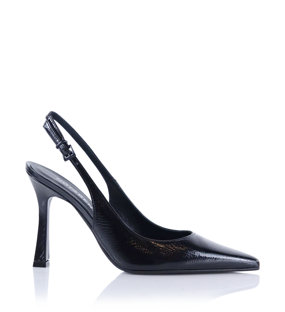 Emilia 90 slingback stilettos, black patent