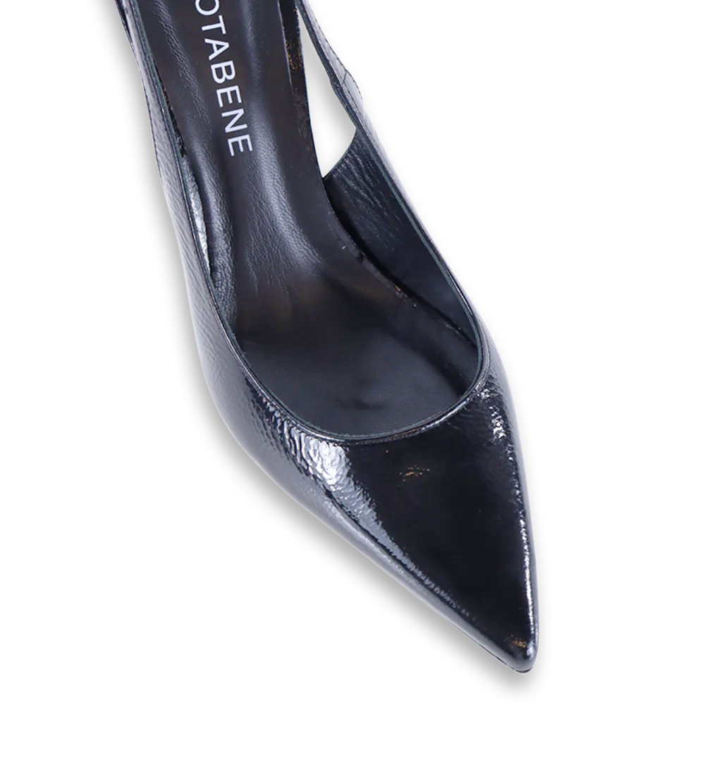 Emilia 90 slingback stiletter, sort lak
