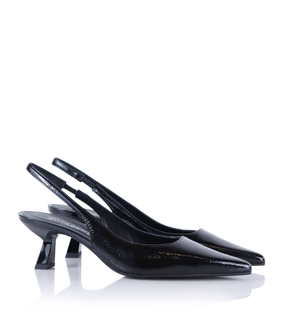 Elisa 50 slingback stilettos, black patent