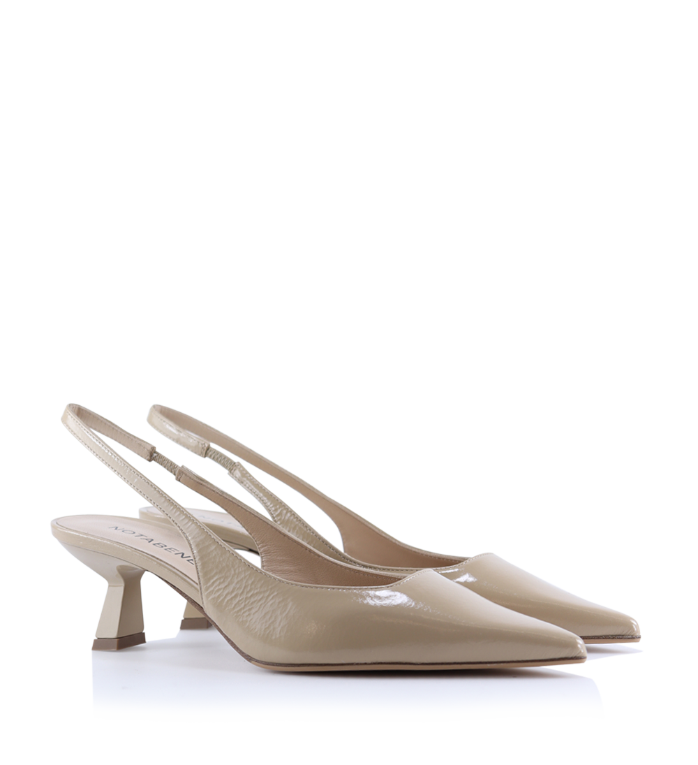 Elisa 50 slingback stilettos, beige patent