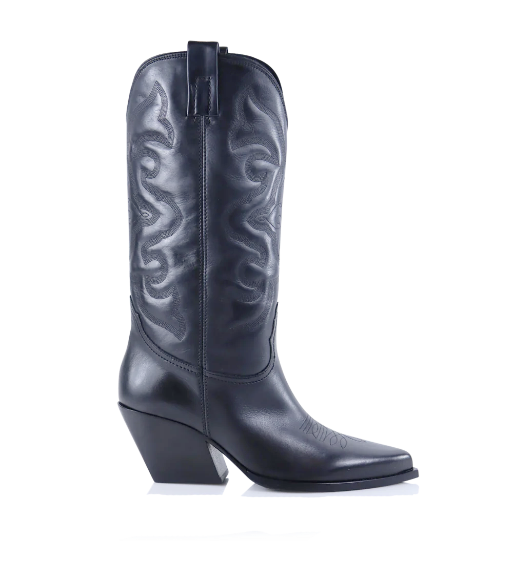 Darcy cowboy boots, black leather