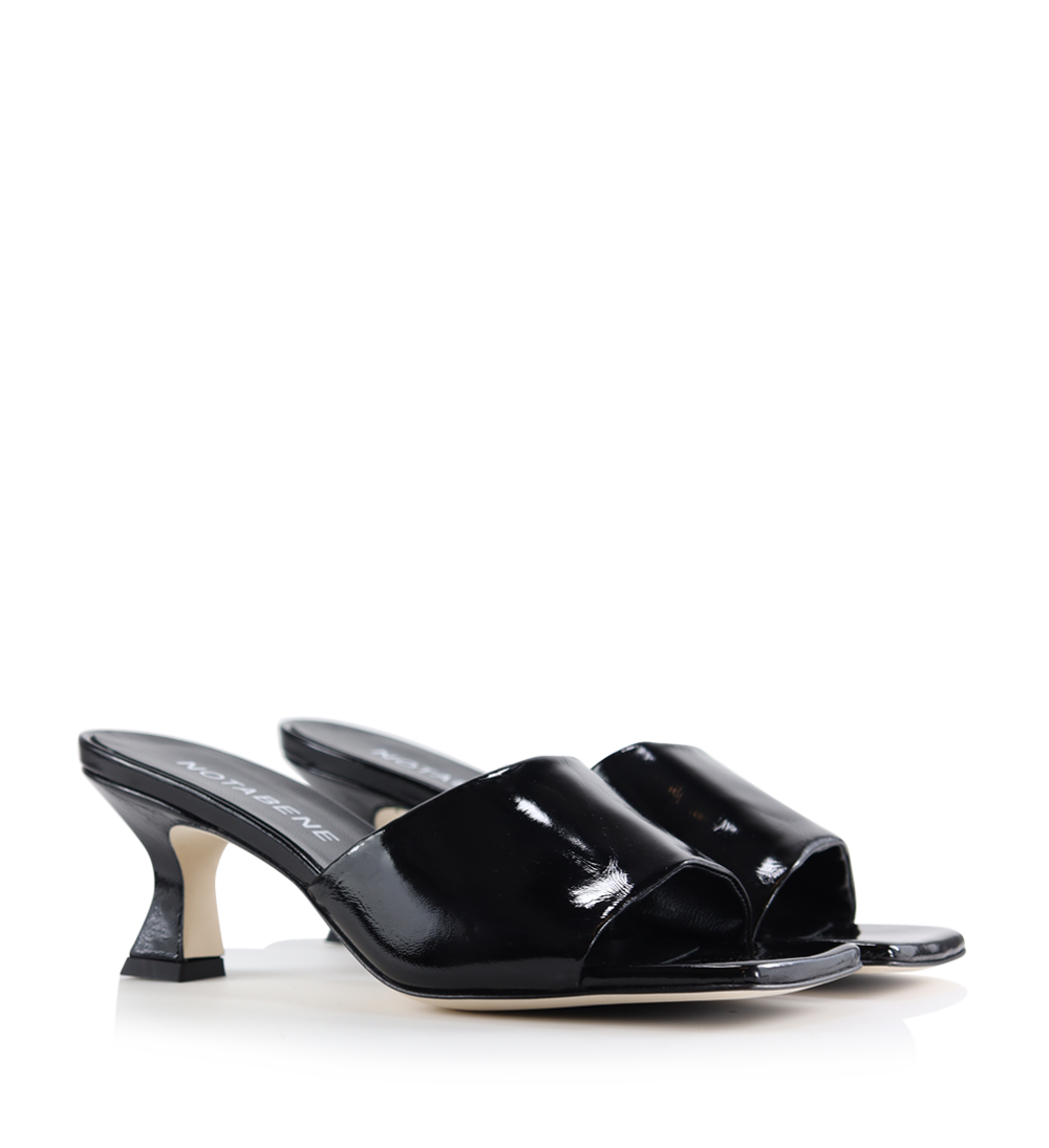 Lotus sandals, black patent