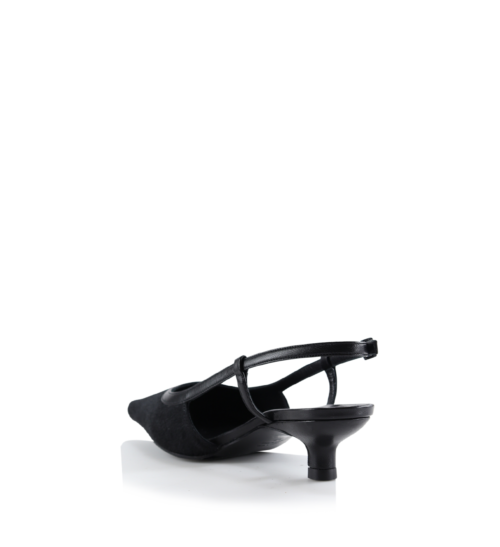 Elena 35 slingback stiletter, sort ko pels