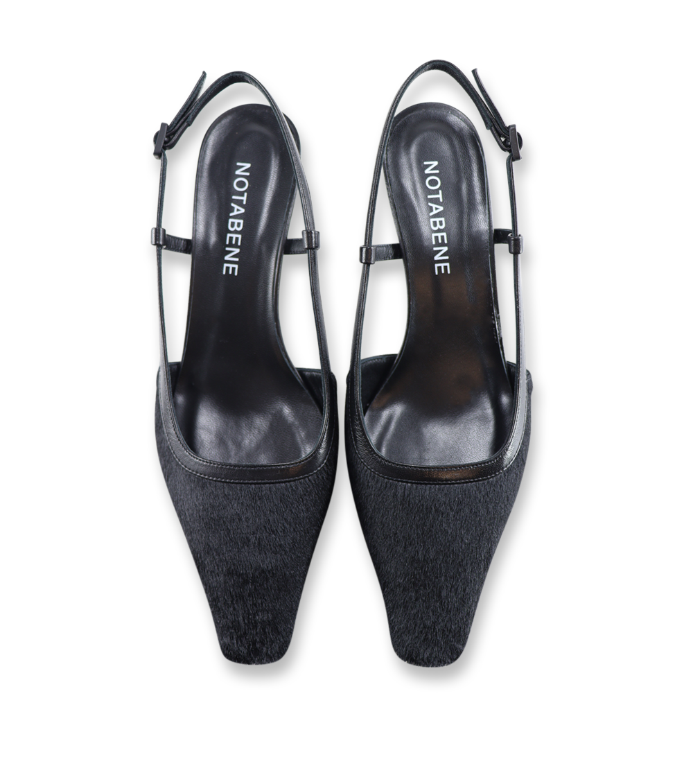 Elena 35 slingback stiletter, sort ko pels