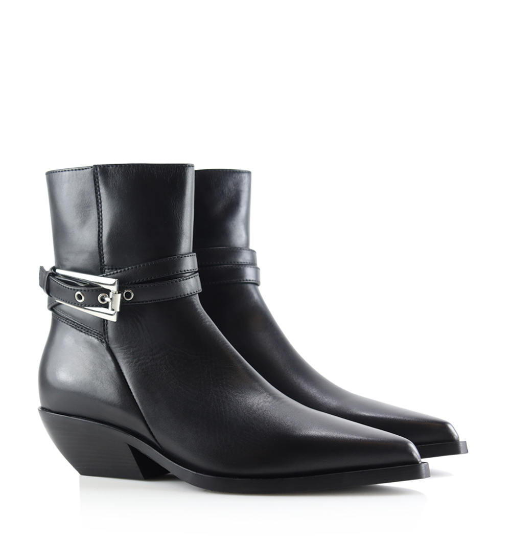 Carla 30 cowboy biker boots, black leather