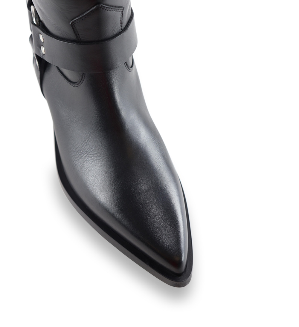 Carlotta 30 cowboy biker boots, black leather