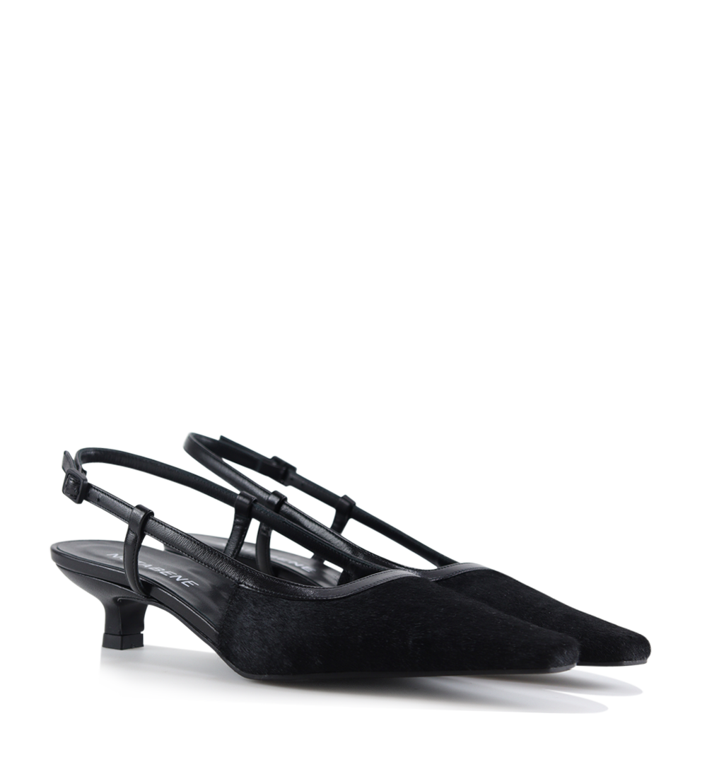 Elena 35 slingback stiletter, sort ko pels