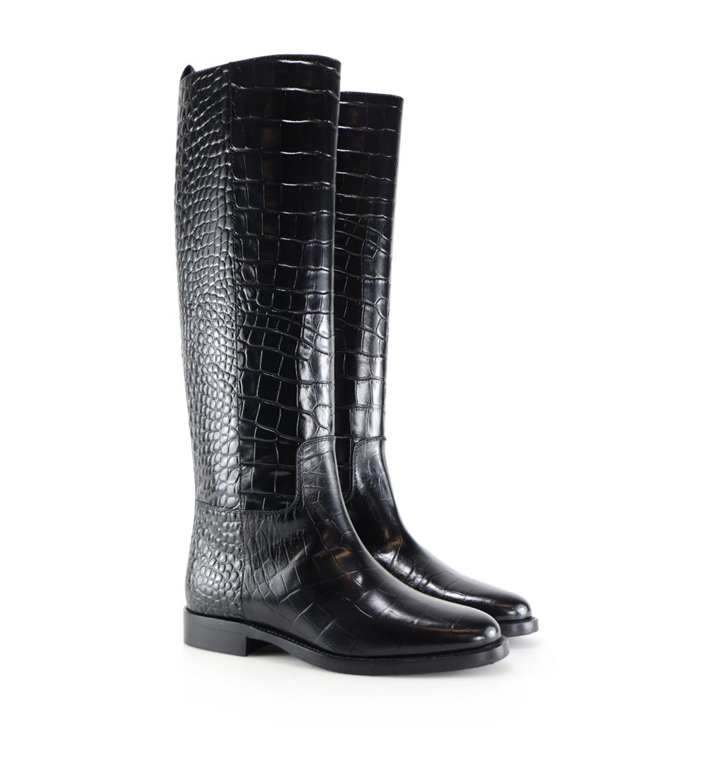 Izella støvler, sort krokodille