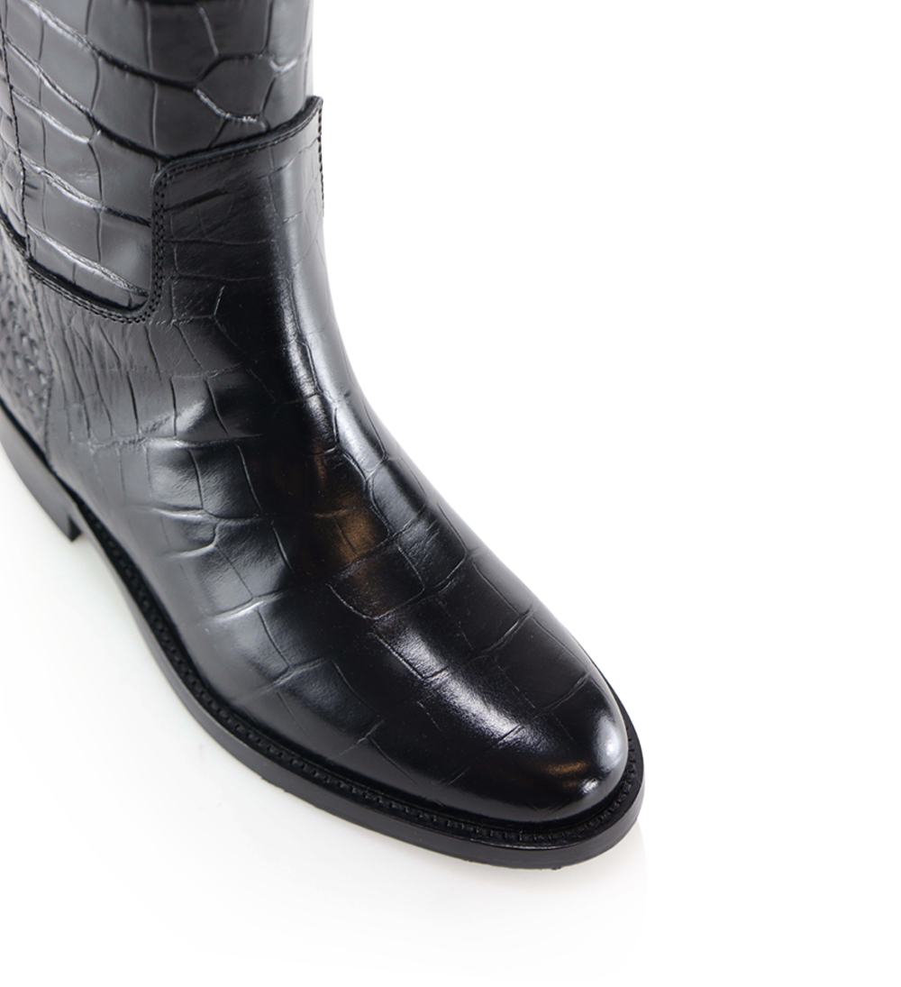 Izella støvler, sort krokodille