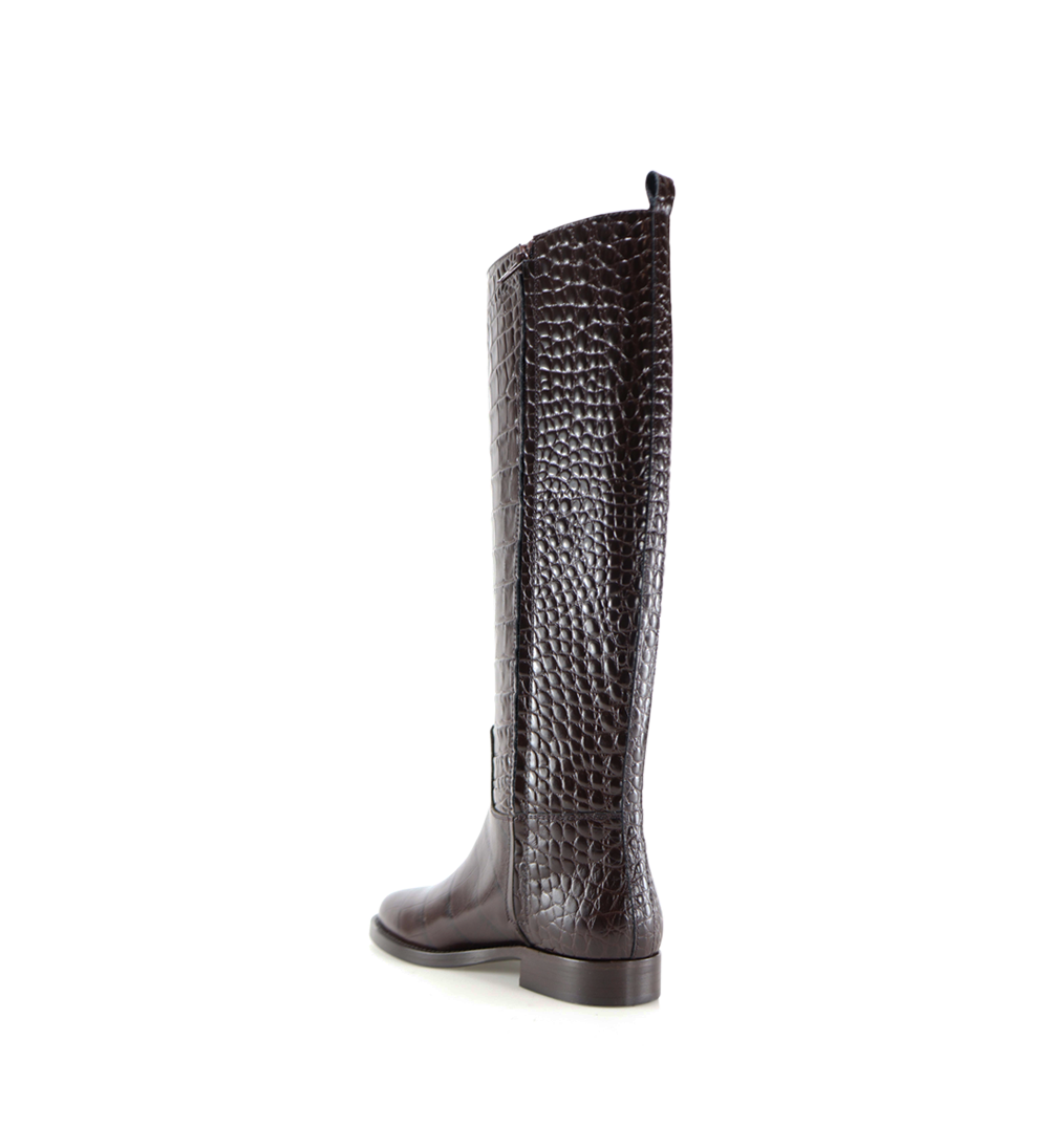 Izella boots, dark brown crocodile