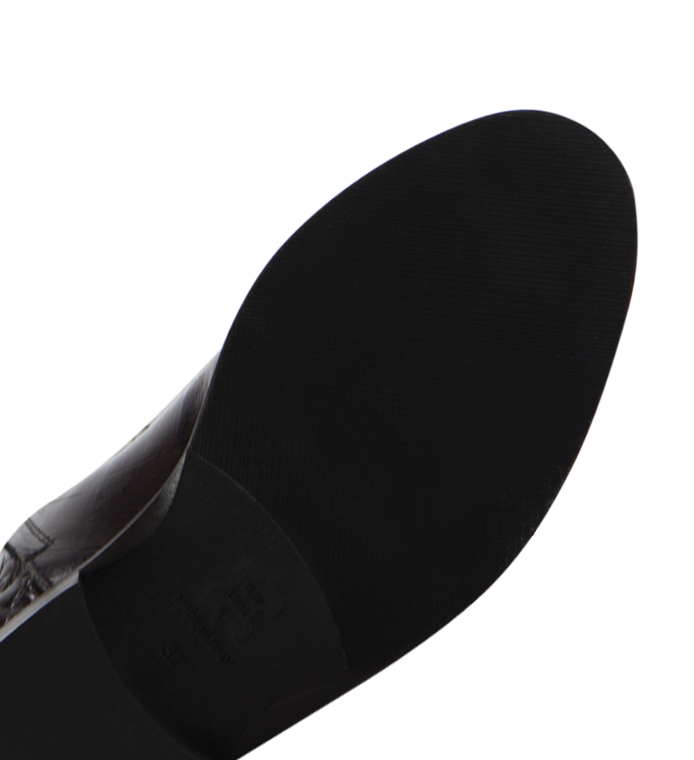 Izella støvler, mørkebrun krokodille