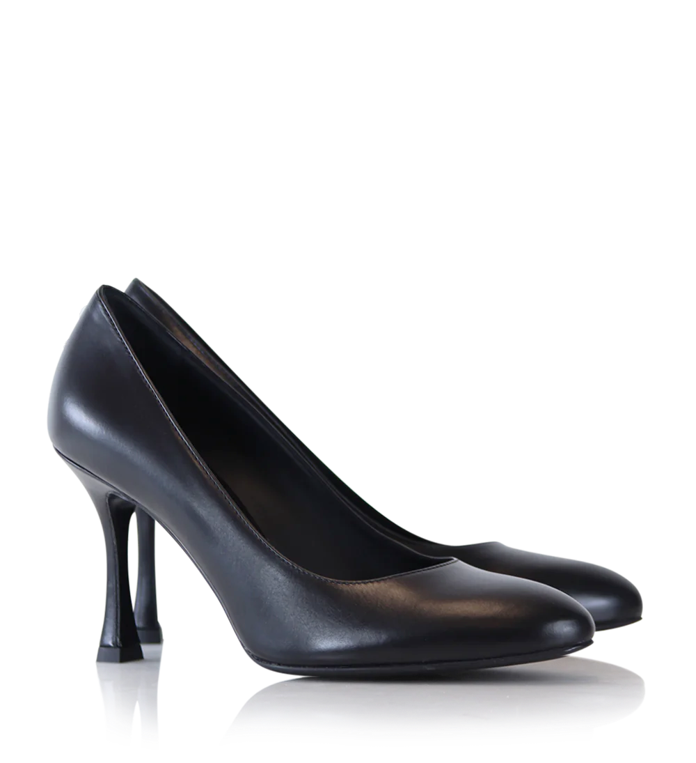 Denise 80 stilettos, black leather