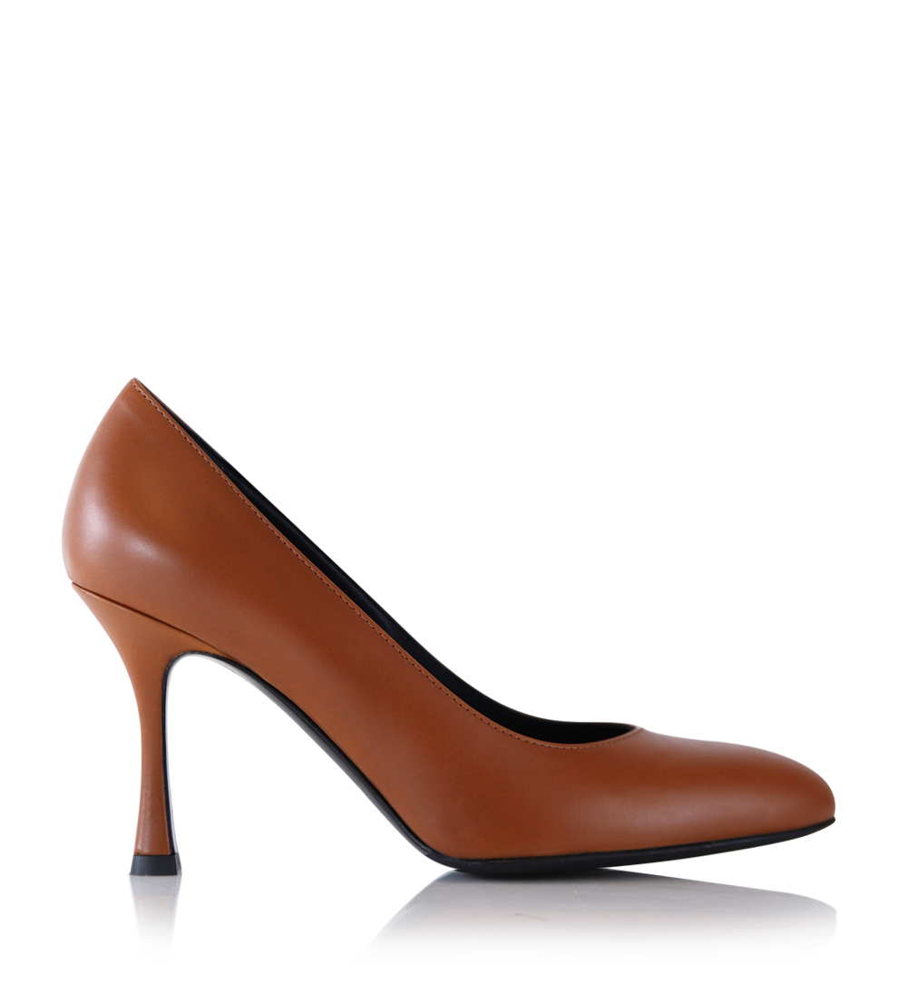 Denise 80 stilettos, cognac leather