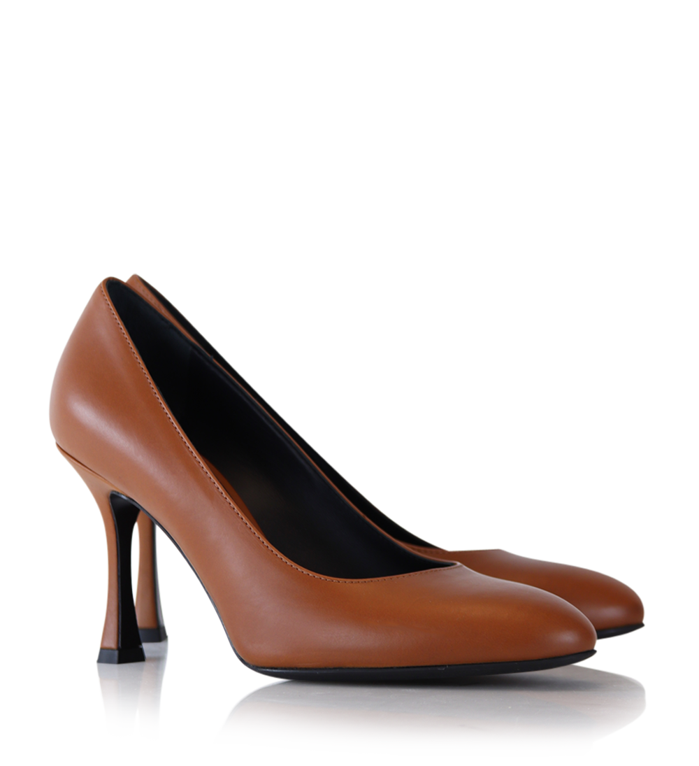 Denise 80 stilettos, cognac leather