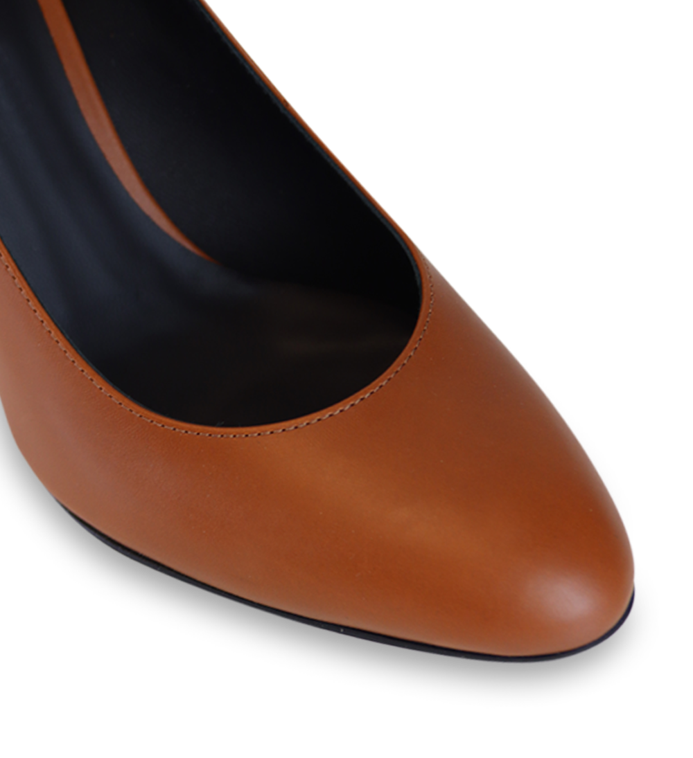 Denise 80 stilettos, cognac leather