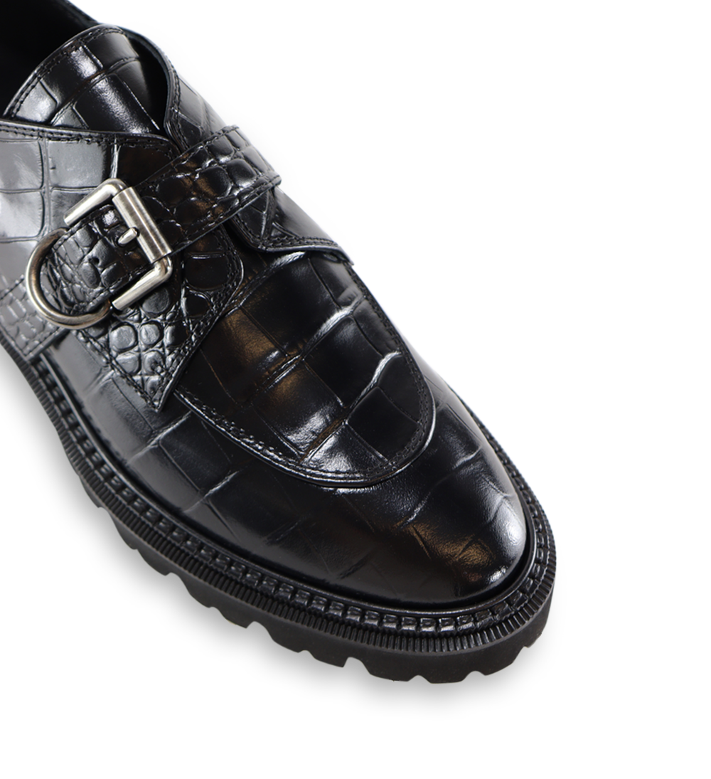 Tecla loafers, sort krokodille