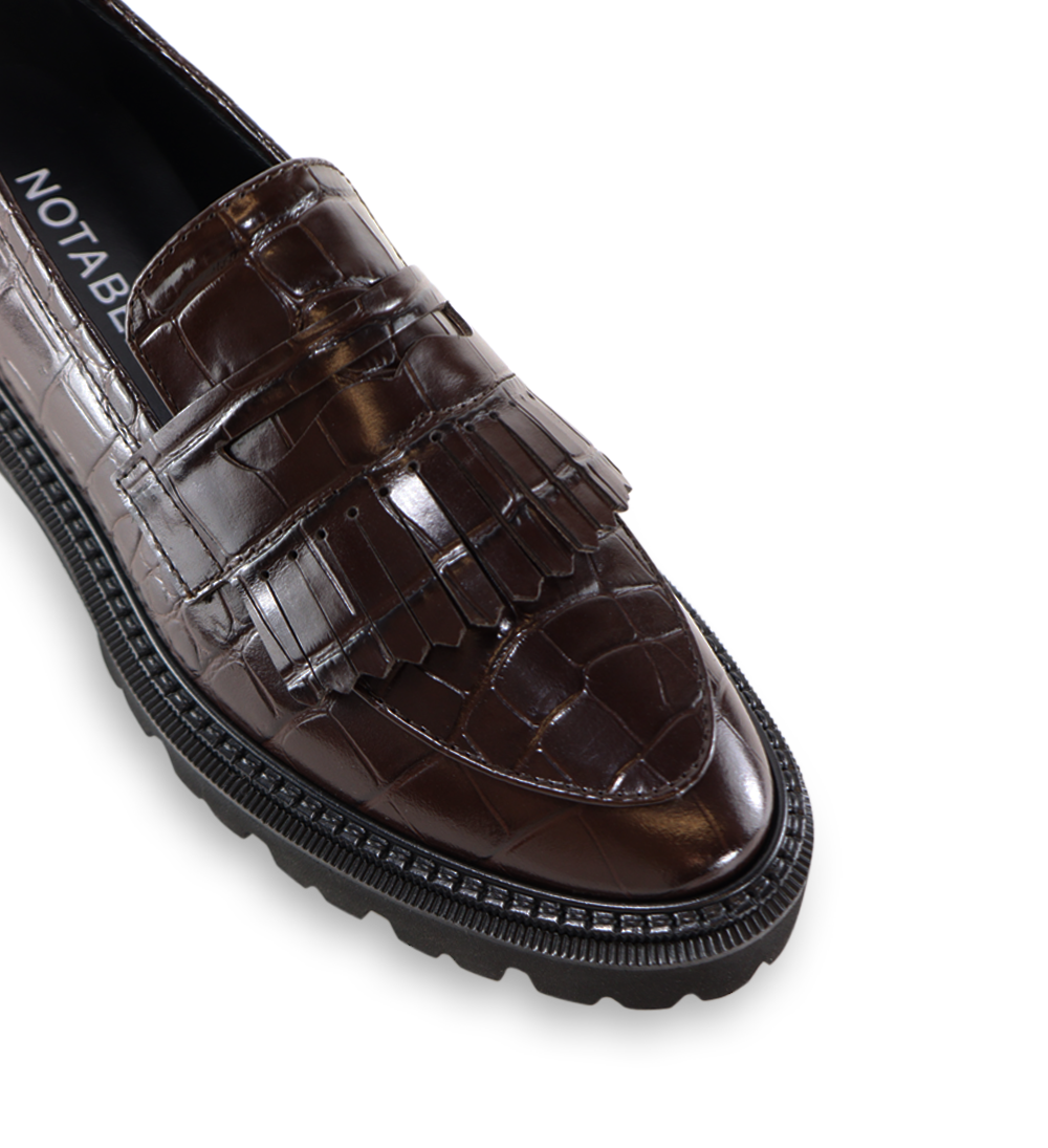 Tereza loafers, mørkebrun krokodille