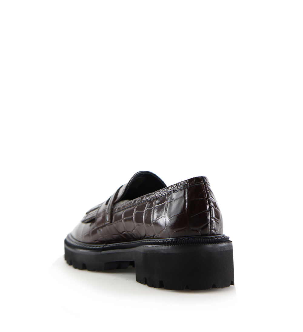 Tereza loafers, mørkebrun krokodille