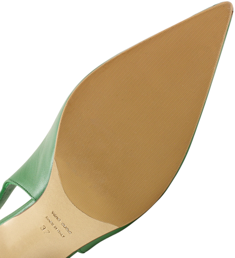 Emilia 90 slingback stiletter, grøn læder