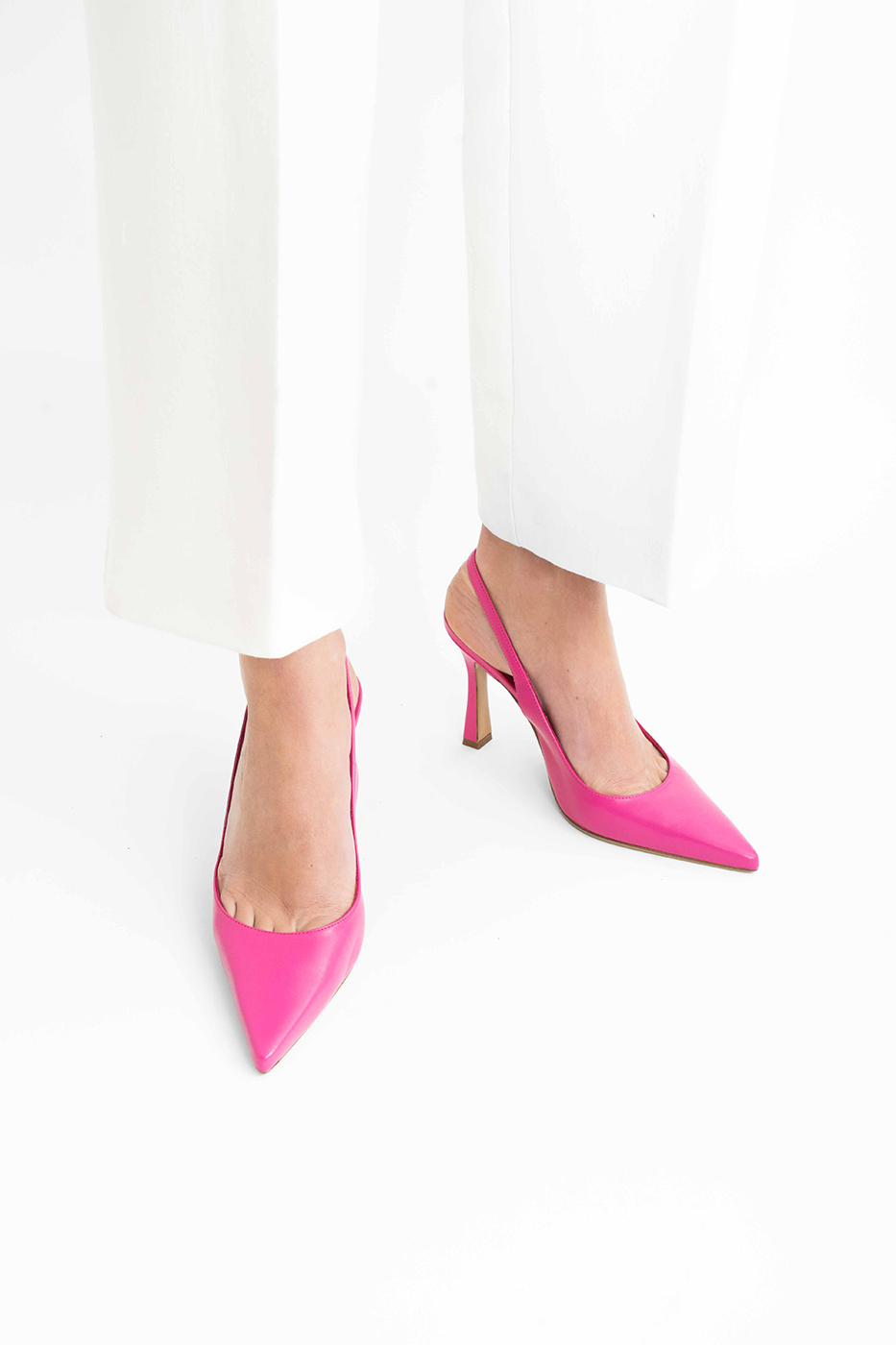Emilia 90 slingback stiletter, pink læder