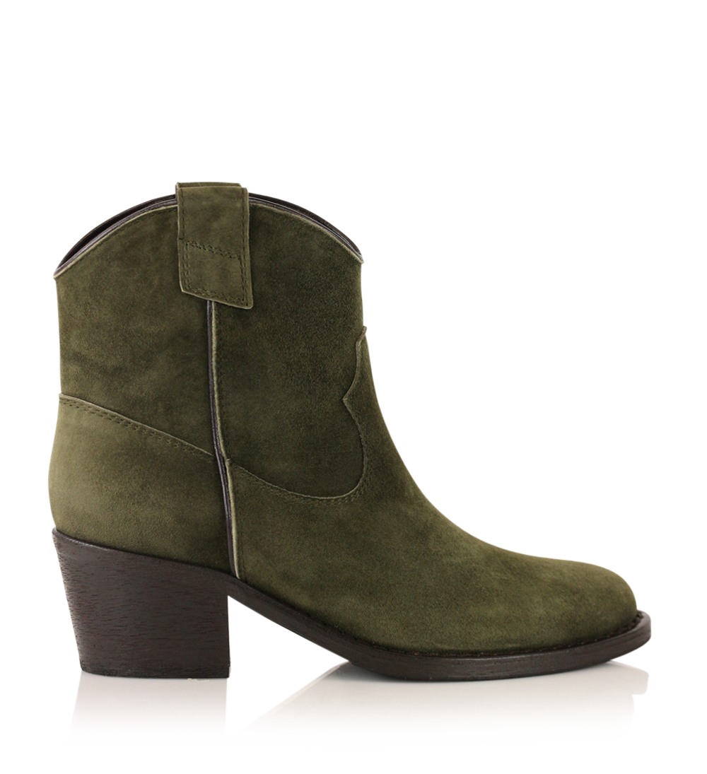 Anna 50 zip støvler, olive ruskind