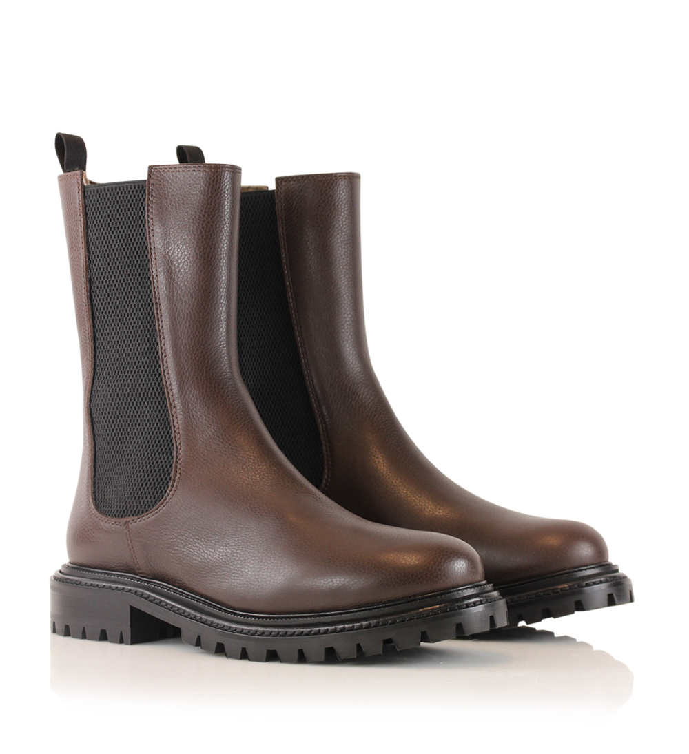 Frigg fur boots, brown leather