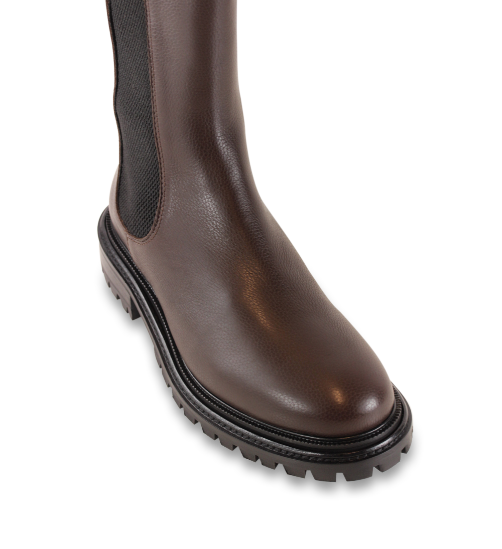 Frigg fur boots, brown leather