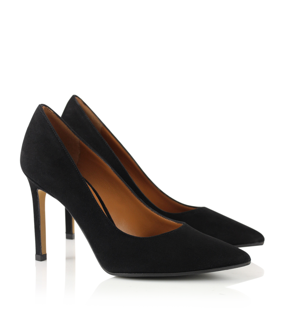 Jane 90 stiletter, sort ruskind